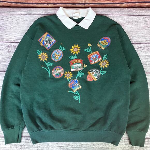 Vintage 1990s Sunflowers & Animals Crewneck - Picture 2 of 7